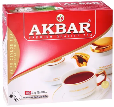 Чорний чай Akbar Black Tea пакетований 200 г (100 x 2 г)